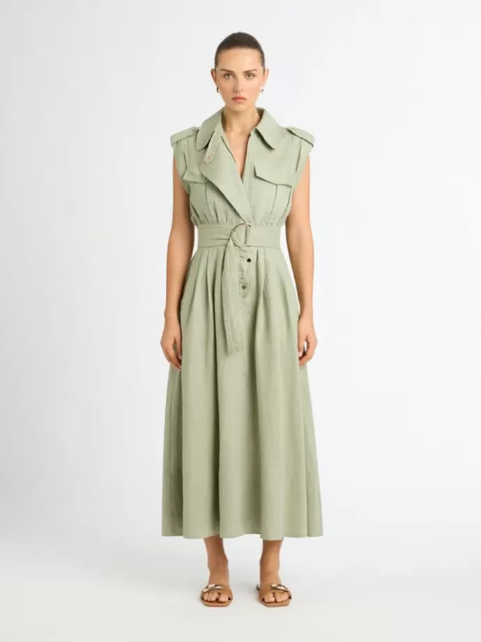 Clearance Utility Linen Dress Woman Workwear