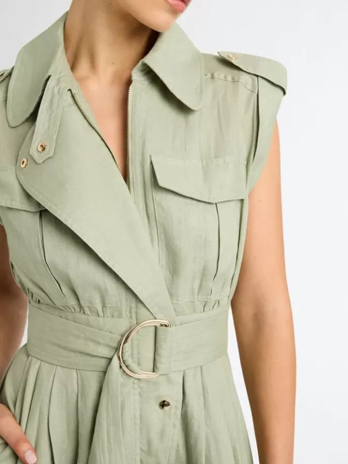 Clearance Utility Linen Dress Woman Workwear